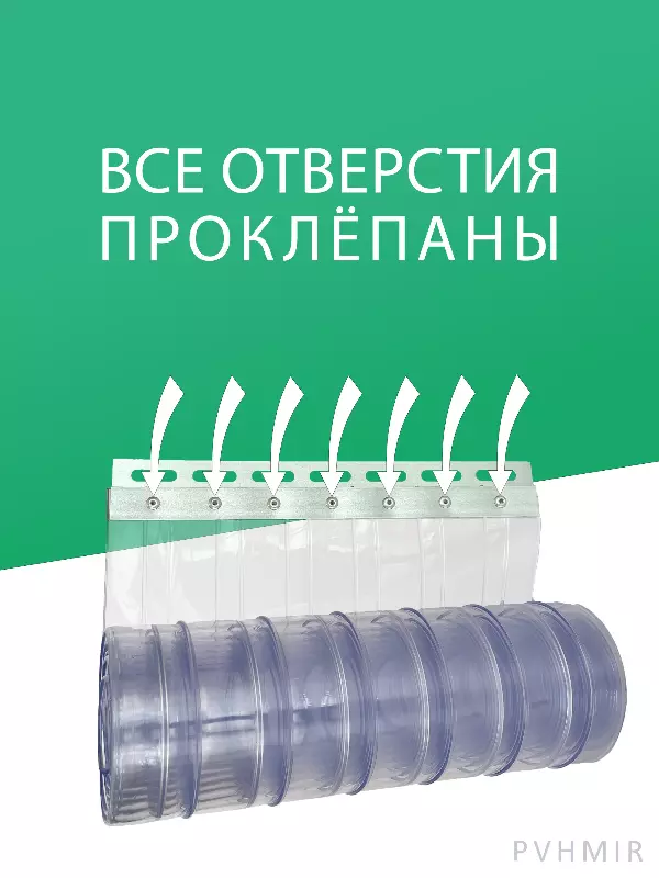 ПВХ завеса для проема с интенсивным движением 1x2,6м. Готовый комплект, прозрачная